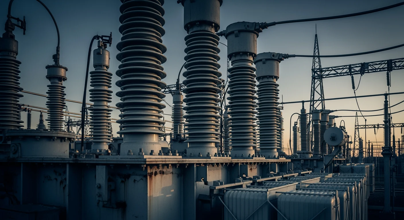 High-voltage transformer equipment at a secure U.S. substation