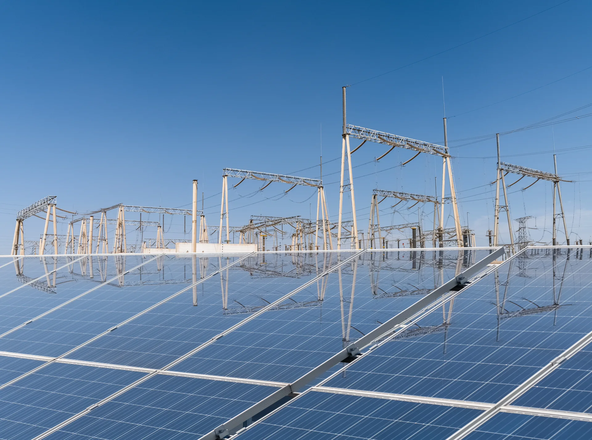 Solar farm with substation transformer